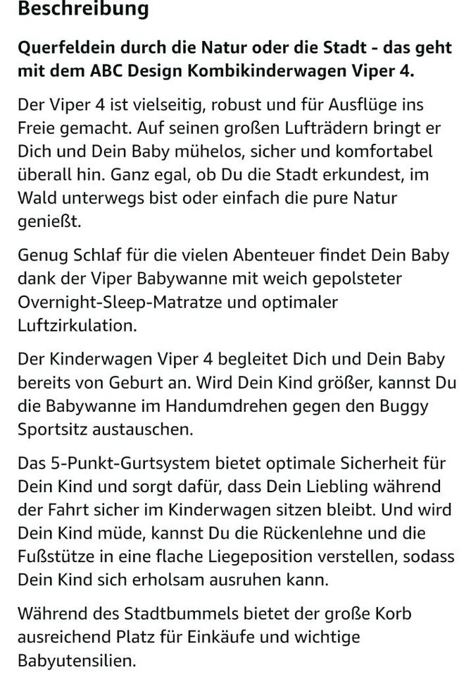 ABC Design Kinderwagen Viper 4 - Babywanne und Sportsitz in Spaichingen