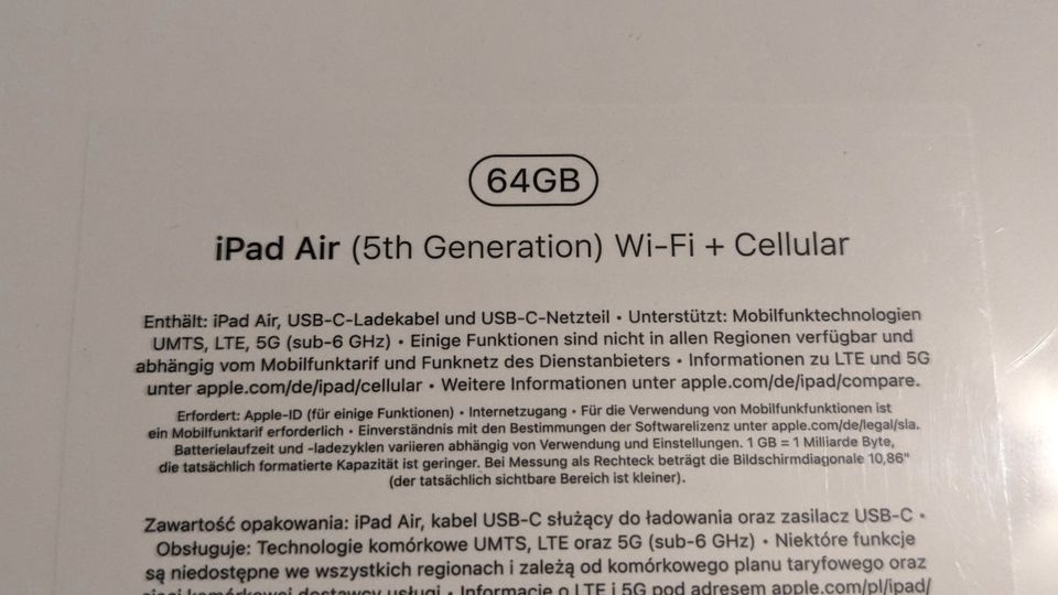 Apple iPad Air, 5G, 64GB, 5. Generation,  neu, ungeöffnet in Bochum