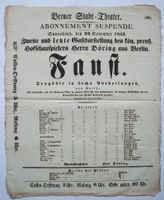 22.11.1845, Bremen, Theaterzettel Theaterplakat Goethe "Faust" Bremen-Mitte - Ostertor Vorschau