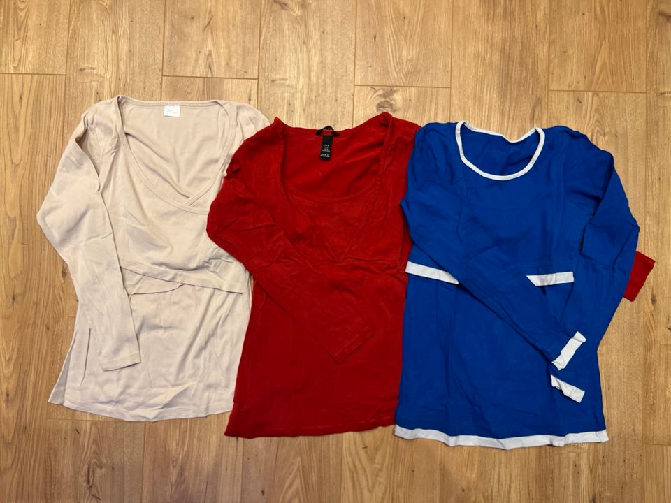 Umstandsmode, Langarm, Shirt, Größe S./M rot beige blau in Stelle