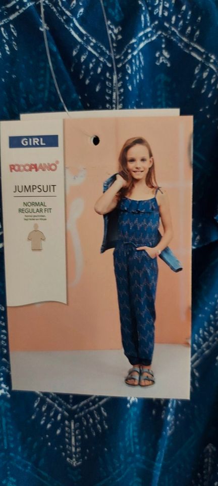 Jumpsuit lang neu Größe 152 blau weiss gemustert Ethno in Tüttleben