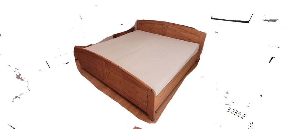 Doppelbett mit Nachttischen, aus Massivholz, Kiefer gelaugt/geölt in Rhens