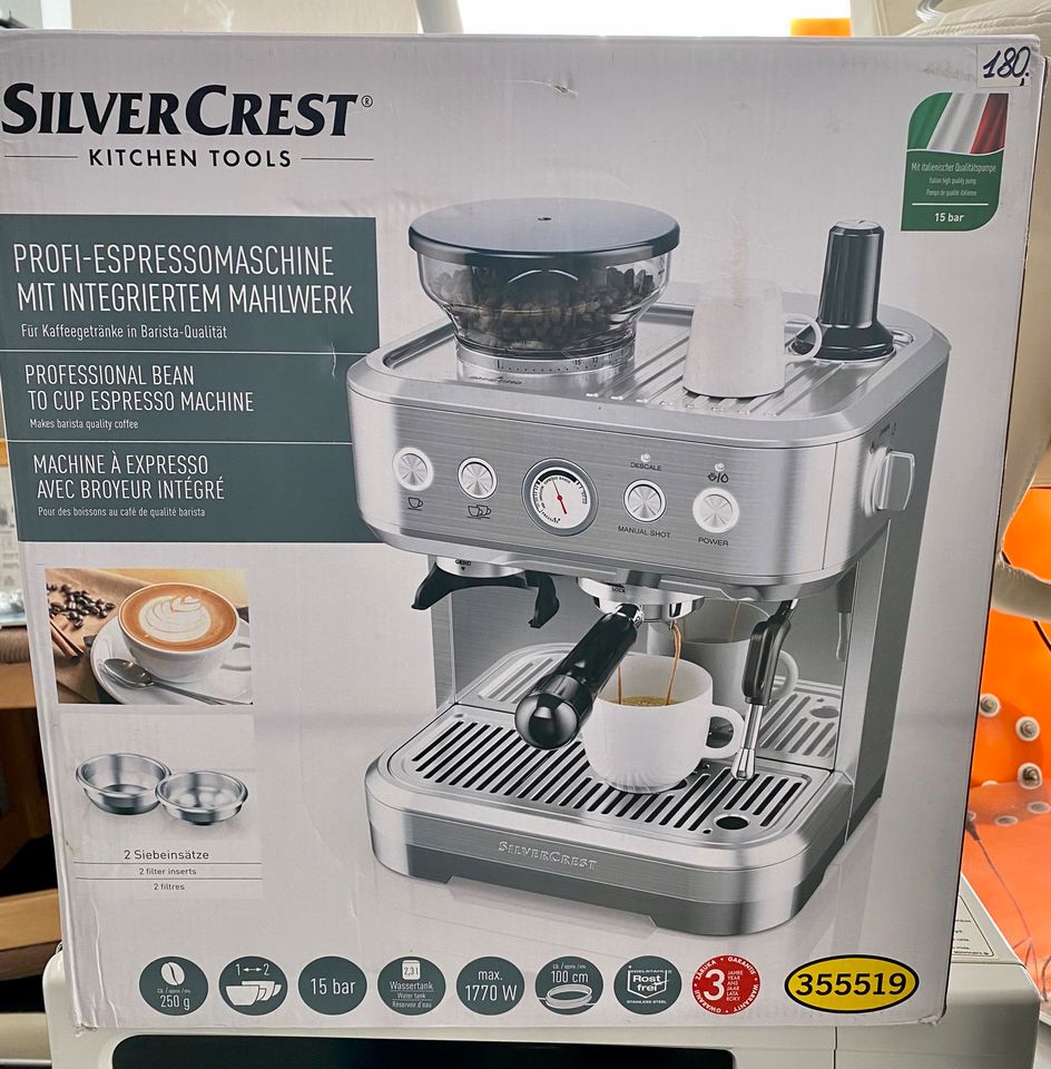 Espressomaschine mit integriertem Mahlwerk Silver Crest Neu in Fürstenwalde (Spree)