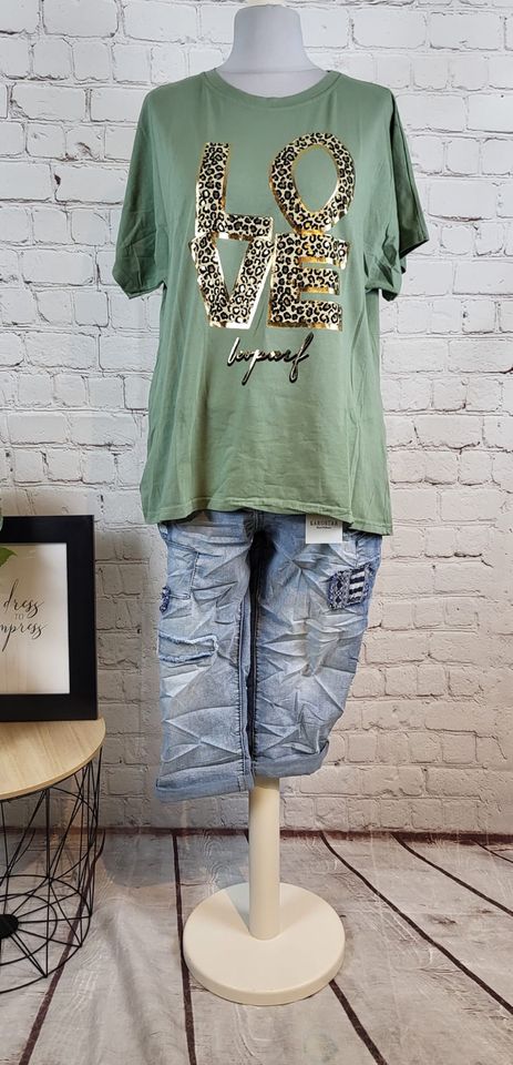 Süßes Statement T-Shirt Leo metallic Print „LOVE“ One Size neu in Dinslaken