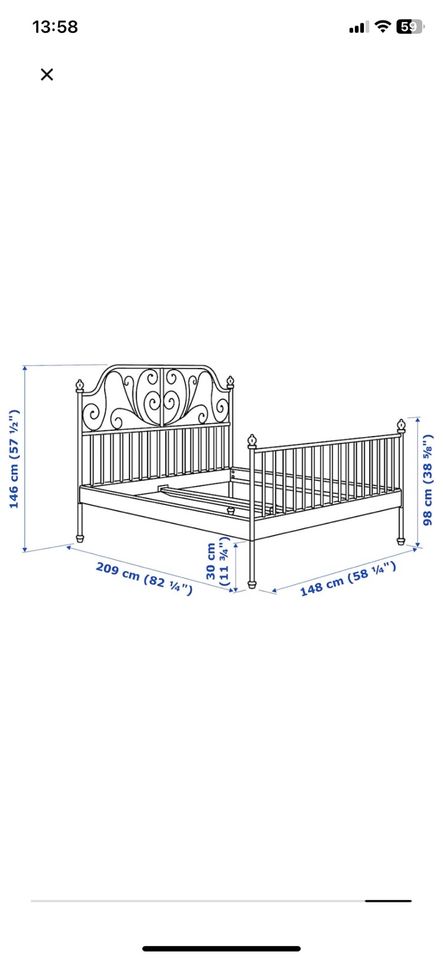 Ikea Leirvik Bettgestell 140x200 inklusive Lattenrost in Erfurt