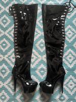 Damen Stiefel mit Plateau geschnürt Lack schwarz 39 Bayern - Amberg Vorschau