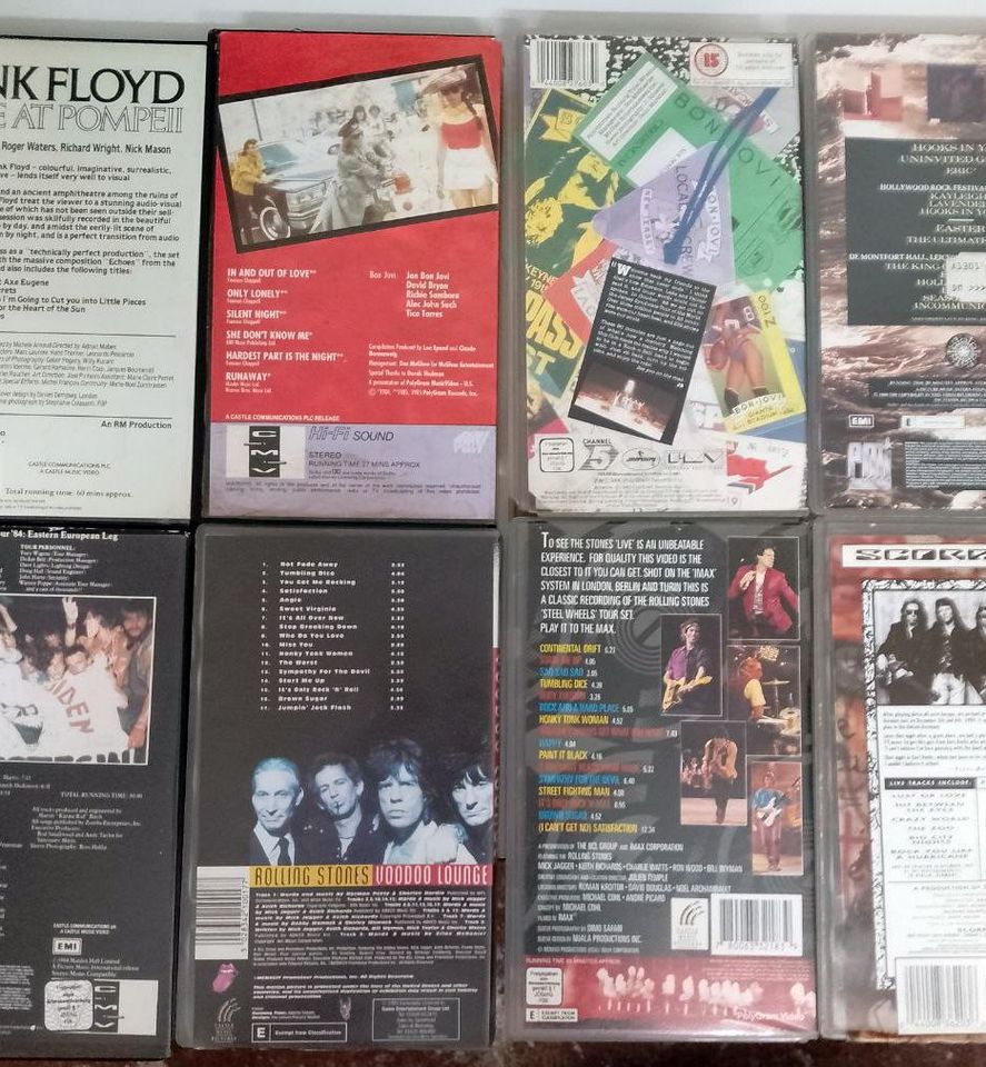 VHS-Videos: Rolling Stones,Iron Maiden,Pink Floyd,Scorpions u.a. in Wangelnstedt