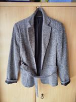 Schicker schwarz-weiß melierter Blazer mit Gürtelband Saarland - Bexbach Vorschau