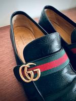 Original Vintage Gucci Schuhe Lederschuhe 9 42,5 43 loafer Mitte - Wedding Vorschau