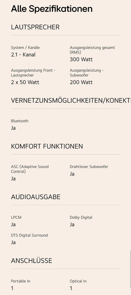 LG Soundbar DSH4B mit kabellosen Subwoofer in Berg bei Neumarkt i.d.Opf.