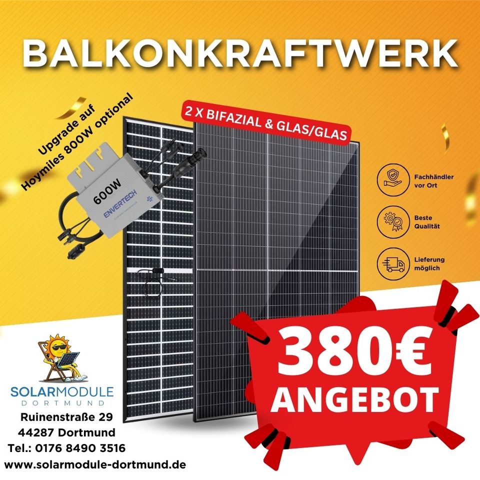 Balkonkraftwerk 600W Envertech 410W bifacial Modul Solar Set in Dortmund