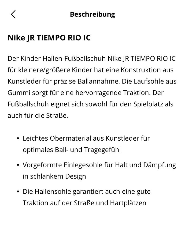 Nike JR TIEMPO RIO IC Hallenfußball Turnschuhe in Gr 33 in Rostock