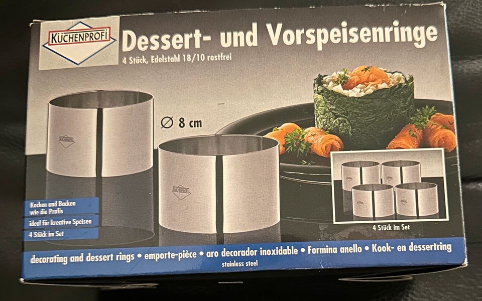 Küchenprofi: 4 Dessert- und Vorspeisenringe 8 x 5 cm NEU! in Bornheim