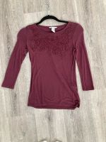 3/4 Arm Shirt mit Stickerei, Bordeaux rot, Größe XS, H&M Niedersachsen - Niederlangen Vorschau