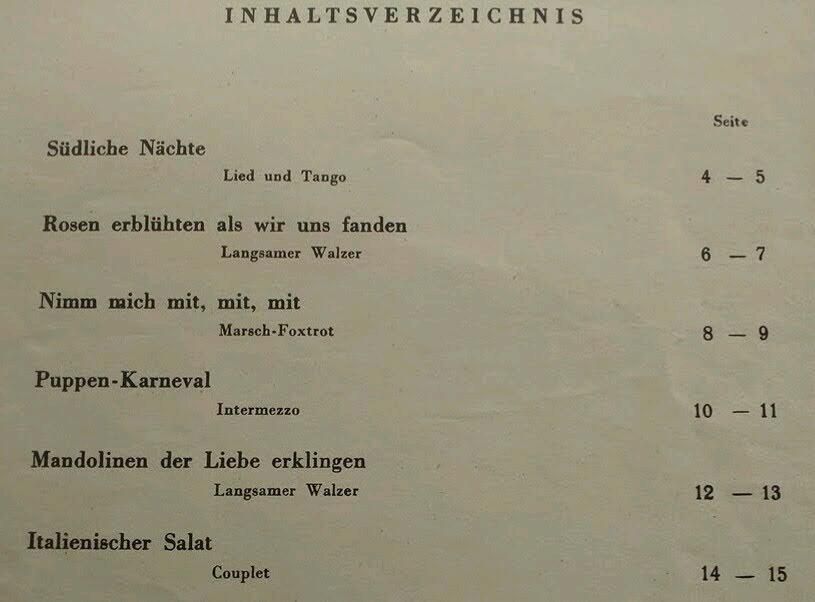 Noten für Klavier und Akkordeon, Südliche Nächte in Filderstadt