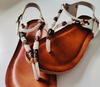 Sandalen - Zehentrenner - Leder -weiß MadeInSpain - Top Zust. Niedersachsen - Osnabrück Vorschau