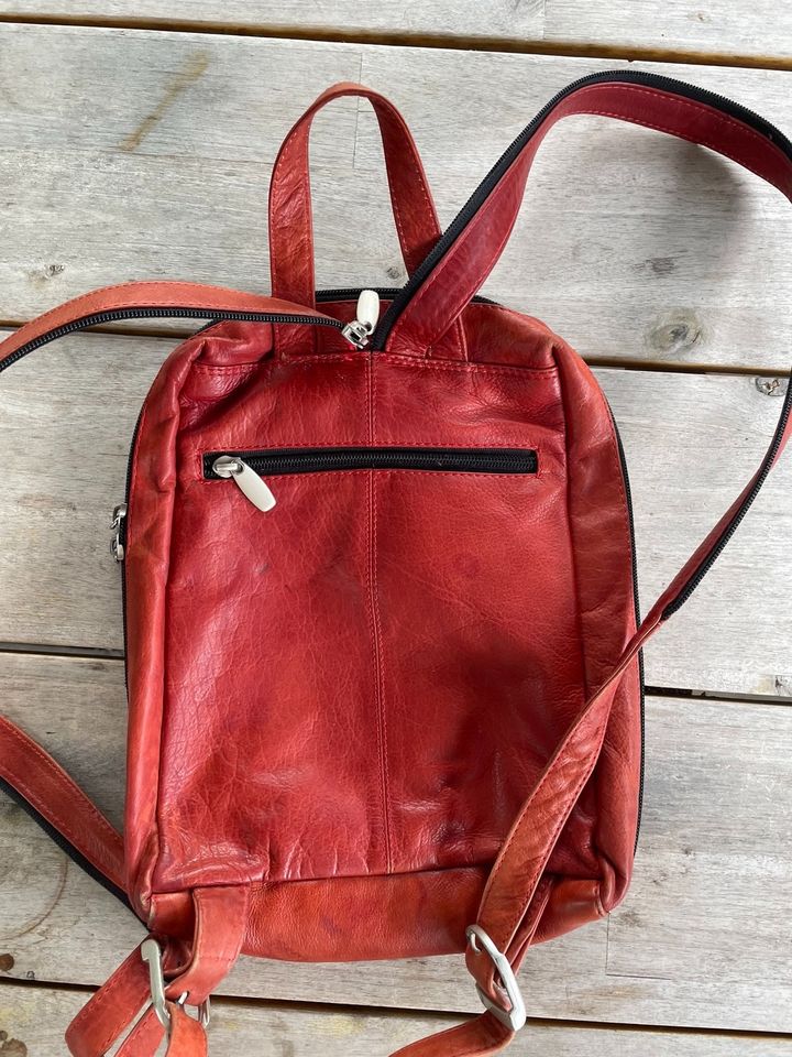 Vintage Echt Leder Kinder Handtasche Rucksack Brustbeutel 80er in Bielefeld