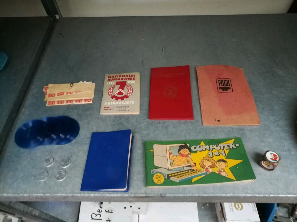 DDR FDGB Heft Parteibuch Aufbaukarte FDJ Buch Computer 1x1 Münzen in Ilmenau