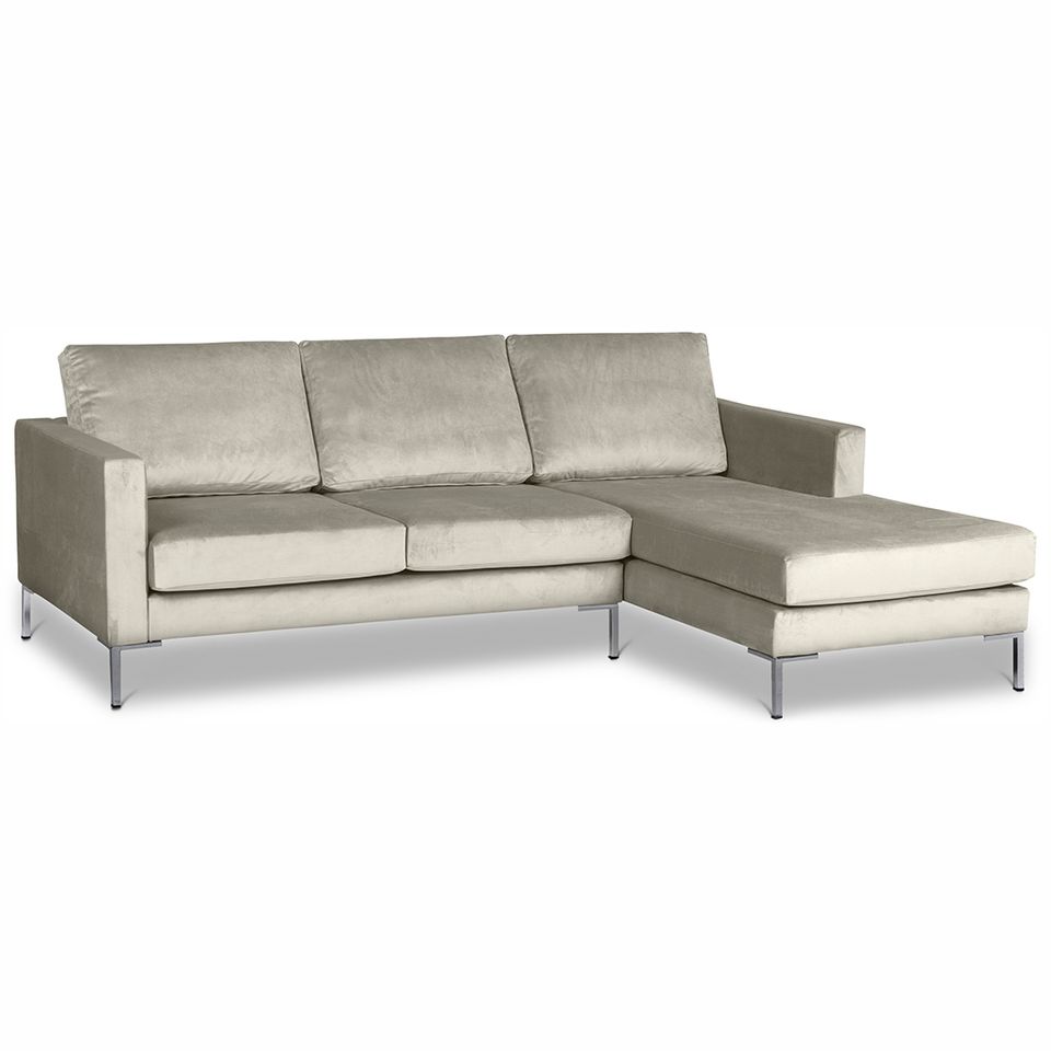 Ecksofa Rechts Portobello, Samtvelours Brussels, Beige Samt Couch in Wolfsburg