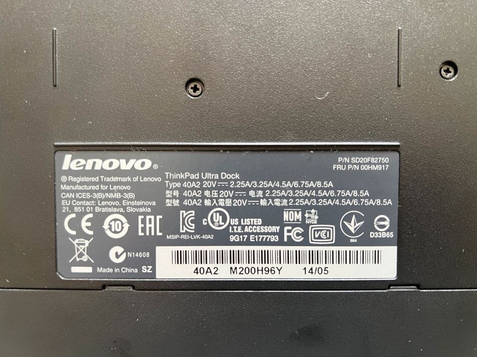 Lenovo Thinkpad Ultra Dock Dockingstation Notebook 40A2 in Biebergemünd