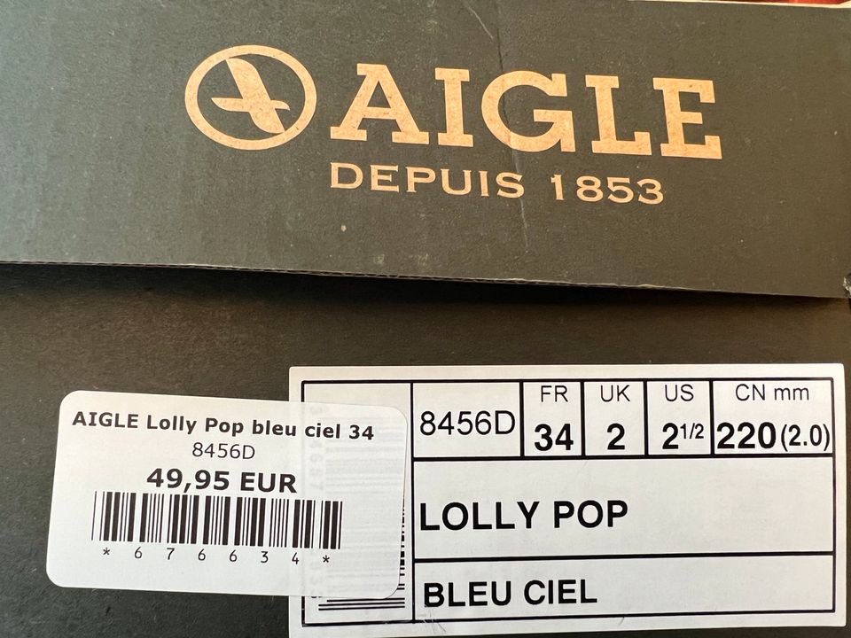 NEU Aigle Lolly Pop grau gelb bleu ciel marine étoile Gr. 34 in Berlin