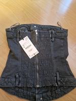 Zara Korsett Style Denim Top Schwarz Jean Top Trägerlos Rücken Re Hessen - Maintal Vorschau