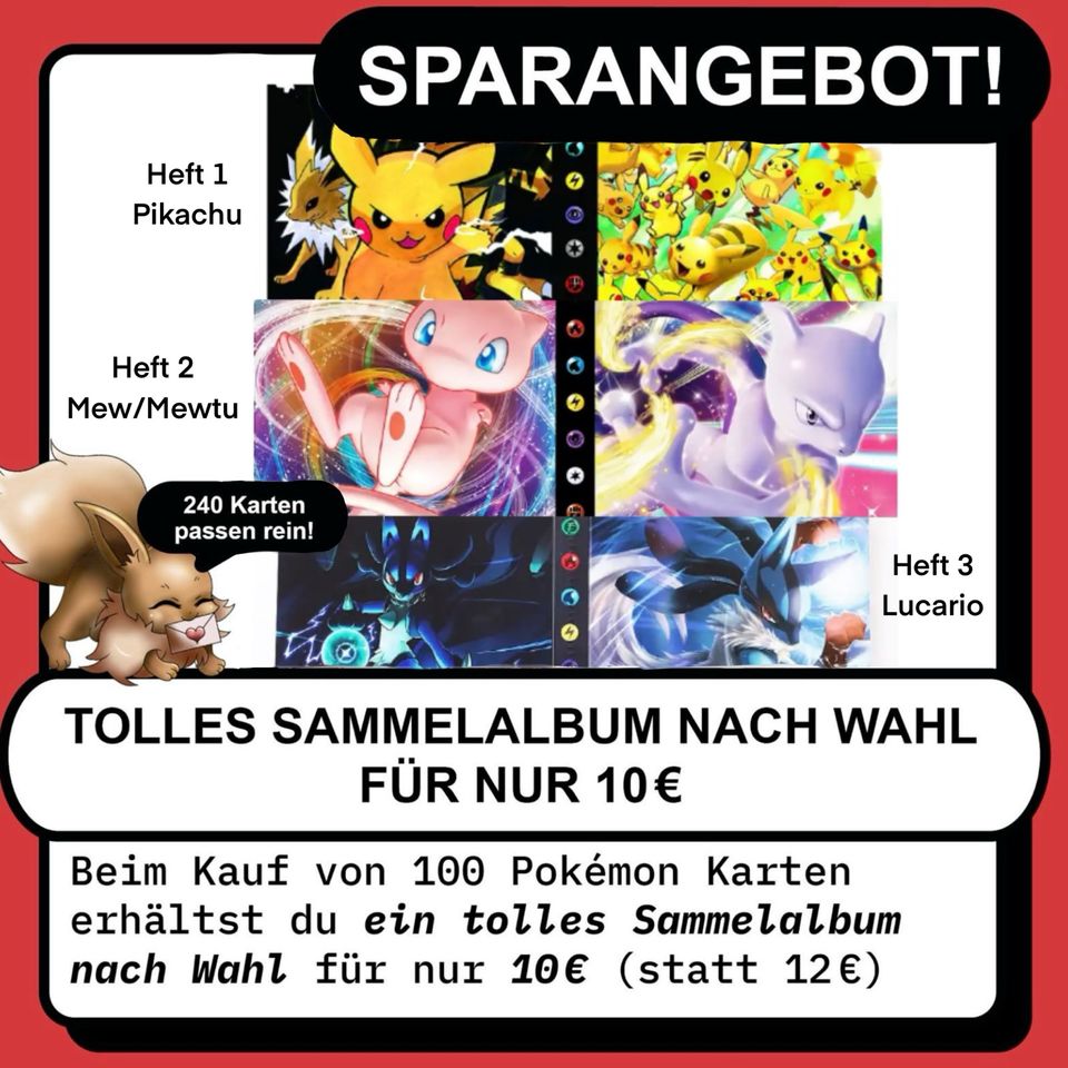 Pokemon Karten Sammelalbum, Neu! 240 Karten, Glurak, Pikachu in Potsdam