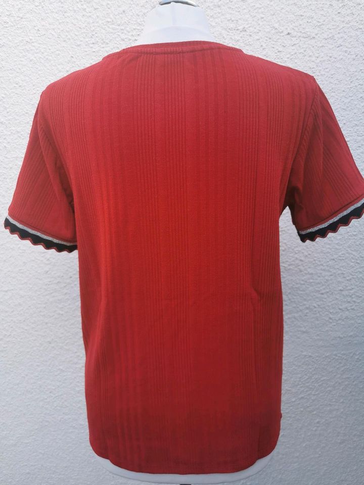 Pimkie T-Shirt kurzarm rot gerippt Gr.L in Ebermannstadt