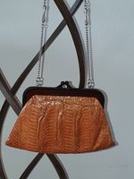 Vintage 60er 70er Kroko Snake Abend Tasche orange Hessen - Eltville Vorschau