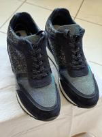 Sneakers , Schnürer Schuhe elegant sportlich glitzernd in Blau Baden-Württemberg - Ehrenkirchen Vorschau