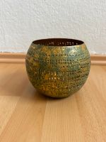 Teelichthalter, Teelichtglas, grün, gold, 12 cm Niedersachsen - Göttingen Vorschau