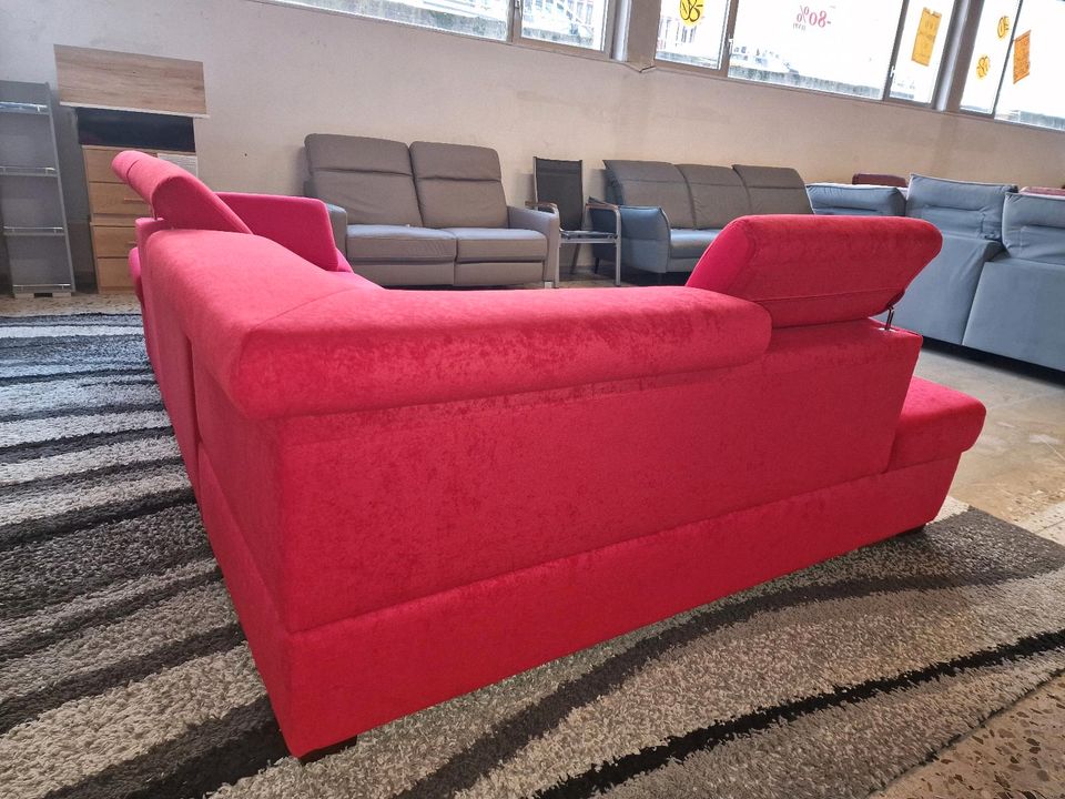 Exxpo - sofa fashion Ecksofa N1679 Salerno von OTTO, Bettfunktion, Bettkasten, Kopteil-und Armteilverstellung, aus Microfaser PRIMABELLE® in rot. OTTO Polstermöbel bis zu -80% der UVP. in Hagen