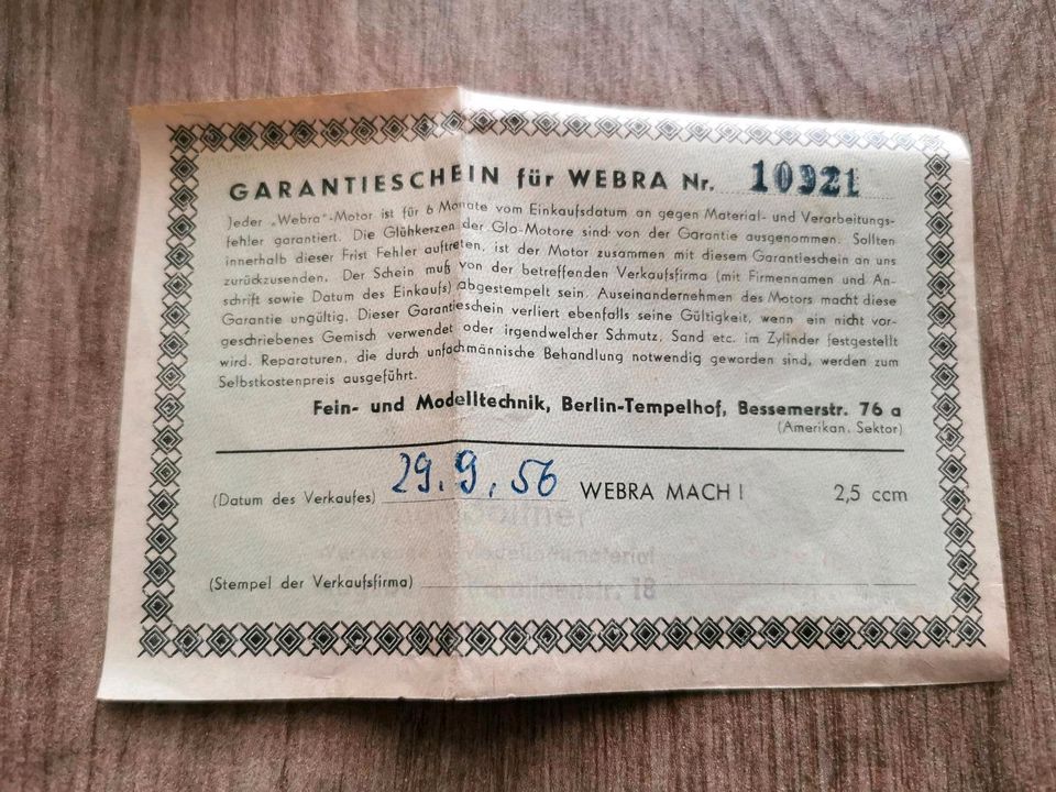 Webra 2,5 R Modellmotor Bj 1956 Vintage in Lamerdingen