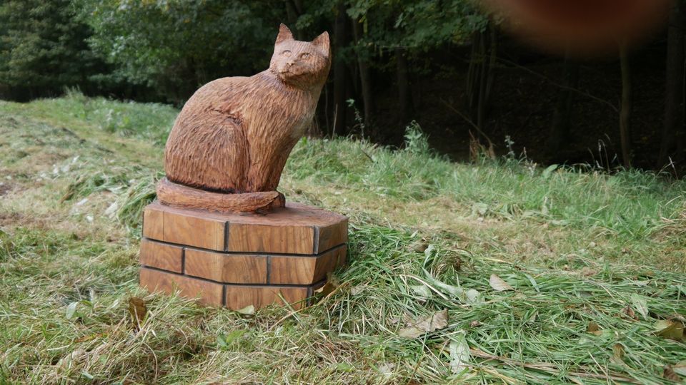 Katze geschnitzt - Kettensäge Motorsäge Carving Holzkunst in Rotenburg