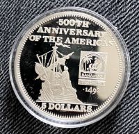 1991 Bahamas 5 Dollars 500th Anniversary of the Americas Silber Schleswig-Holstein - Henstedt-Ulzburg Vorschau