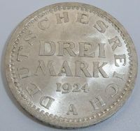 3 x 3 Reichsmark Silber-Umlaufmünze J.-Nr.312, 1924 A, fast st Baden-Württemberg - Tübingen Vorschau