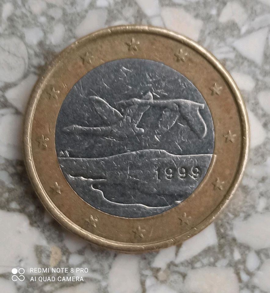 Münze nominal 1 Euro, 1999. Finnland in Wilhelmshaven