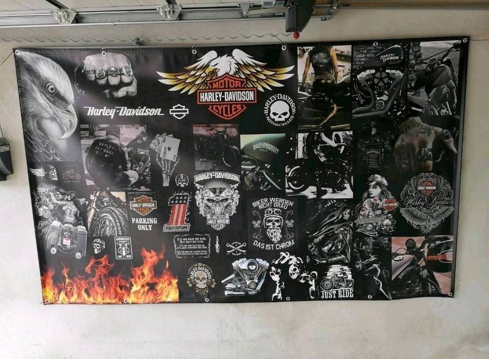 ❌HARLEY DAVIDSON BIKER CHOPPER MOTORRAD ROCKER XXL Garagen Banner in Stuttgart