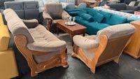 Sofa Set 3-Sitzer 2 Sessel braun Holz Vintage Wohnzimmer Bielefeld - Bielefeld (Innenstadt) Vorschau