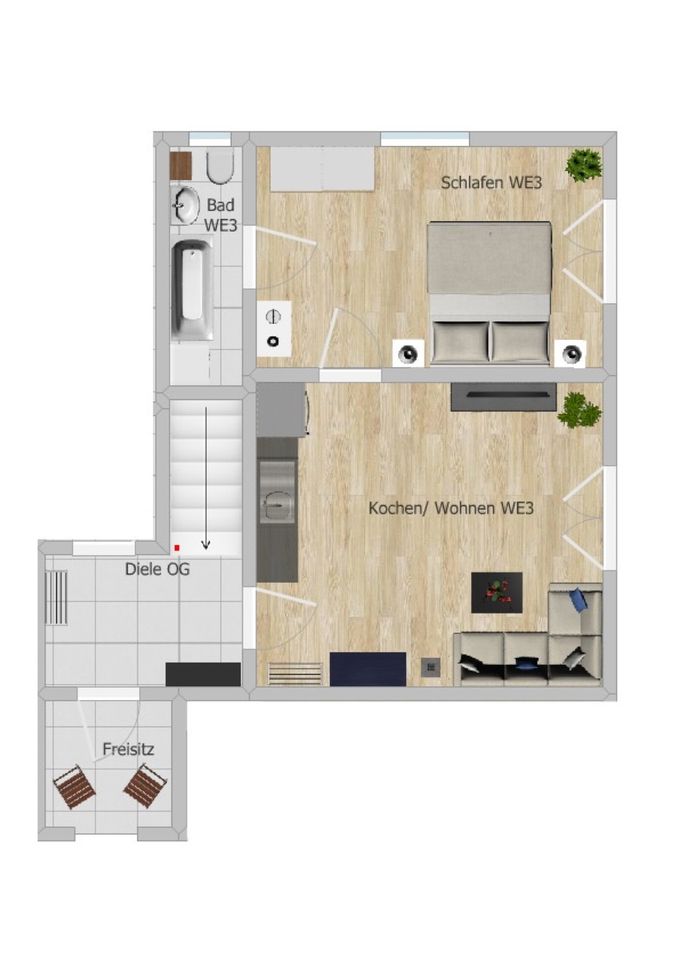 2-Zimmer Wohnung mit Aussenstellplatz in ruhiger Lage in Passau