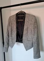 Blazer hellgrau-schwarz mit (Kunst-)Lederkragen 34 XS 36 S Dresden - Niedersedlitz Vorschau