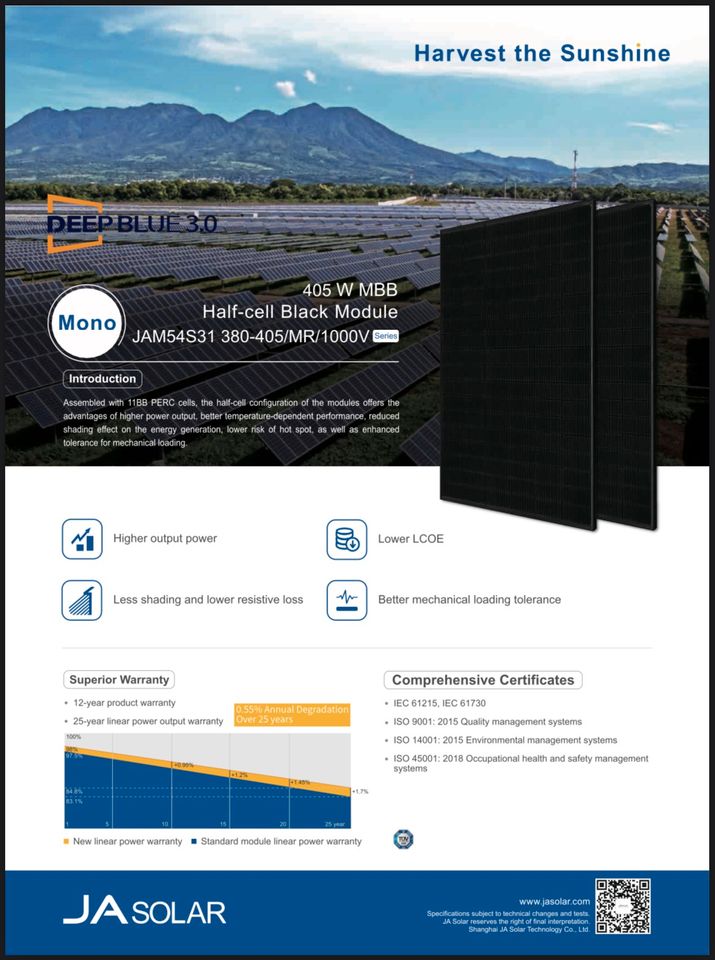 JA Solar JAM54S31-405MR 405W Solarmodule Solarpanele PV-Module Fullblack in Hilter am Teutoburger Wald