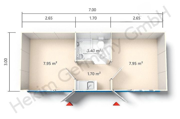 Bürocontainer 7m x 3m = 21 m² RIESIG Baucontainer Duschcontainer WCcontainer Toilettencontainer Container Wohncontainer Wohnraumcontainer Schlafcontainer Baustellencontainer Flüchtlingscontainer in Braunschweig