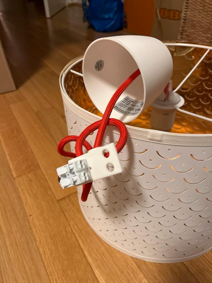 Ikea Lampenschirm Nymö mit Fassung Textilkabel weiß Messing in Köln