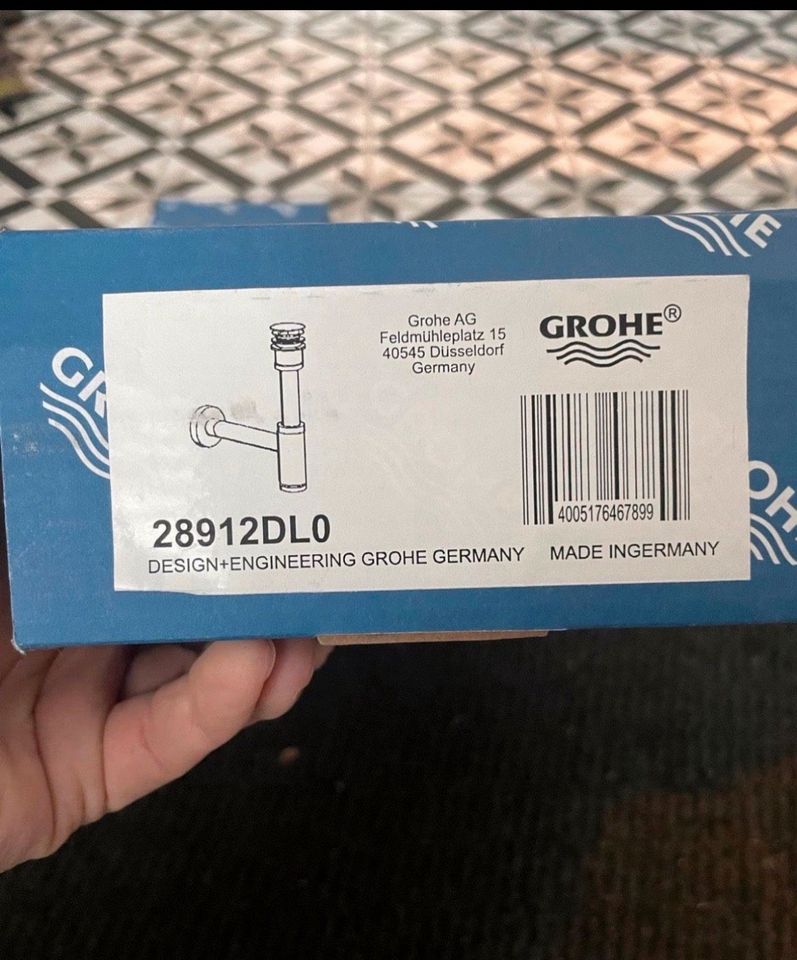 NEU! Grohe Geruchsverschluss/Siphon für Waschtisch in Schmelz