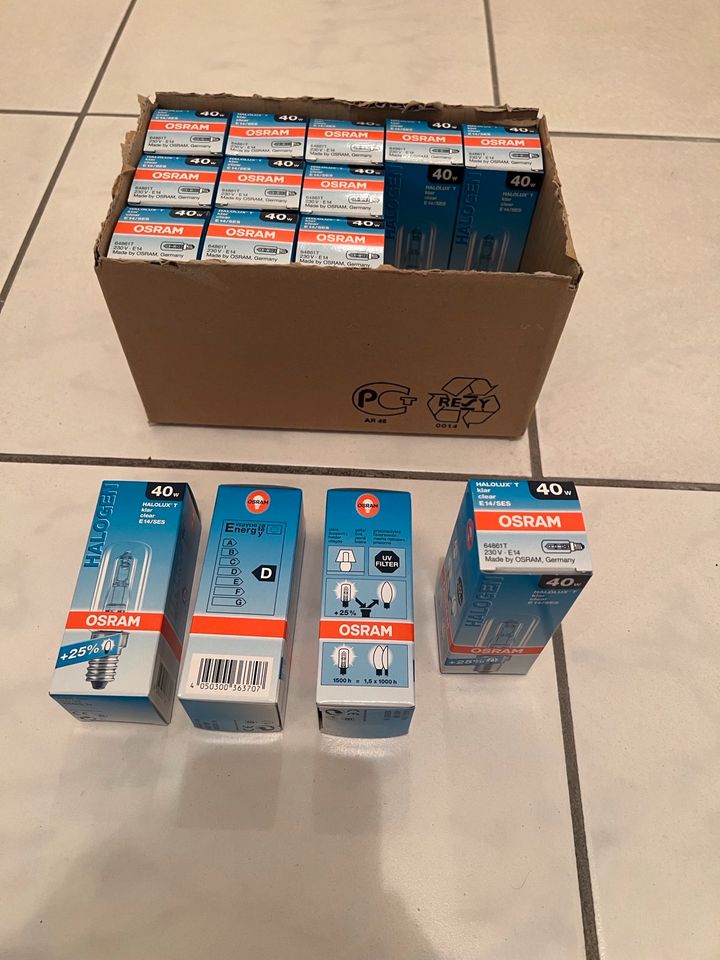 15x OSRAM Halolux E14 40W klar in OVP in Gersthofen