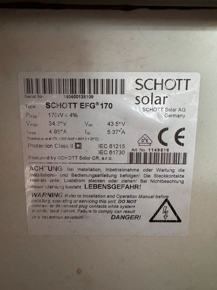 Schott Photovoltaik Modul EFG 170 / 170 Wp in Reichersbeuern