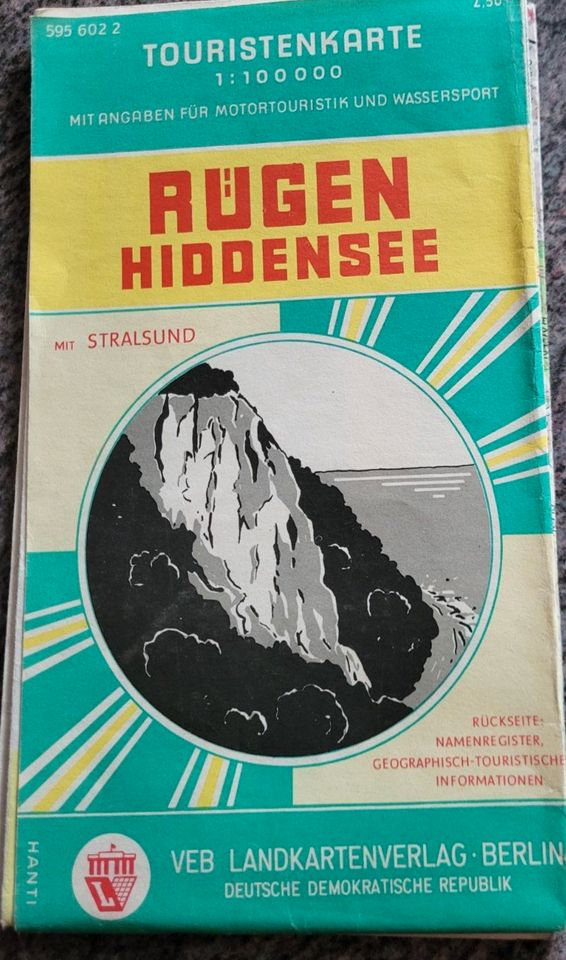 Touristenkarte  Rügen- Hiddensee aus DDR-Zeiten in Saalfeld (Saale)