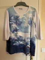 Ulla Popken Shirt weiss blau Dreiviertelarm in Größe 50/52 Schleswig-Holstein - Seth Holstein Vorschau
