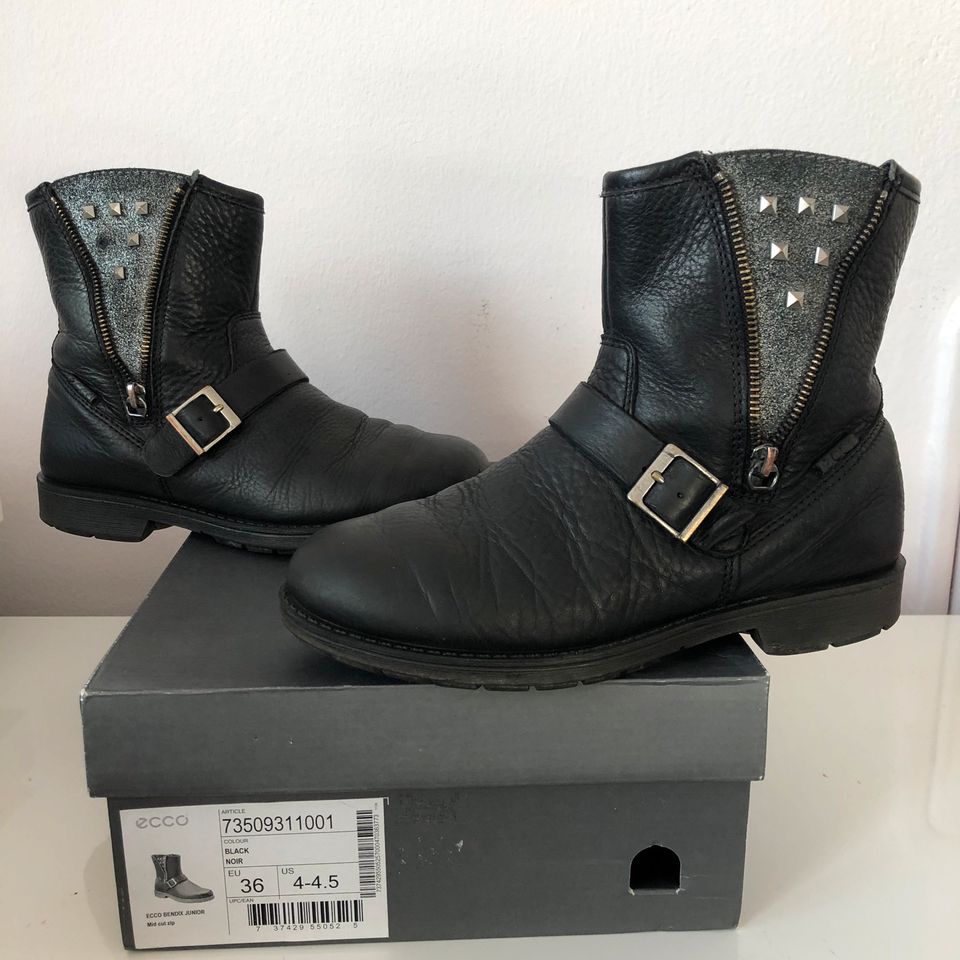 Ecco schwarze Stiefelleten Chelsea Boots Damen Leder Gr. 36 in Hesedorf 